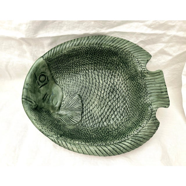 Vintage Style-Eyes Green Fish Serving Bowl For Sale - Image 4 of 6