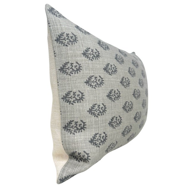Rajmata Linen Pillow Cover in Grey, 14x20 Pillow For Sale - Image 4 of 4