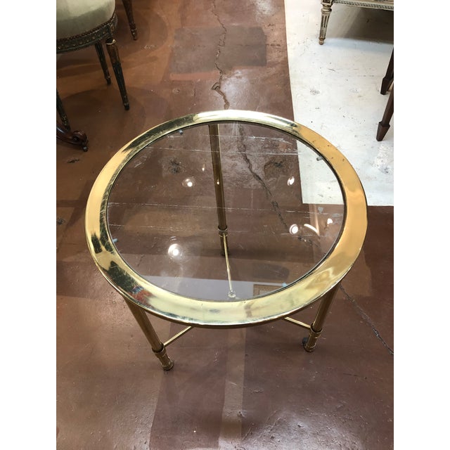 Vintage Brass Side Table With Glass Top Chairish