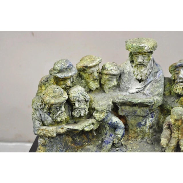 Mid 20th Century "Tashlich" by Samuel M Segal Judaism Vintage Brutalist Green Plaster Sculpture For Sale - Image 5 of 12