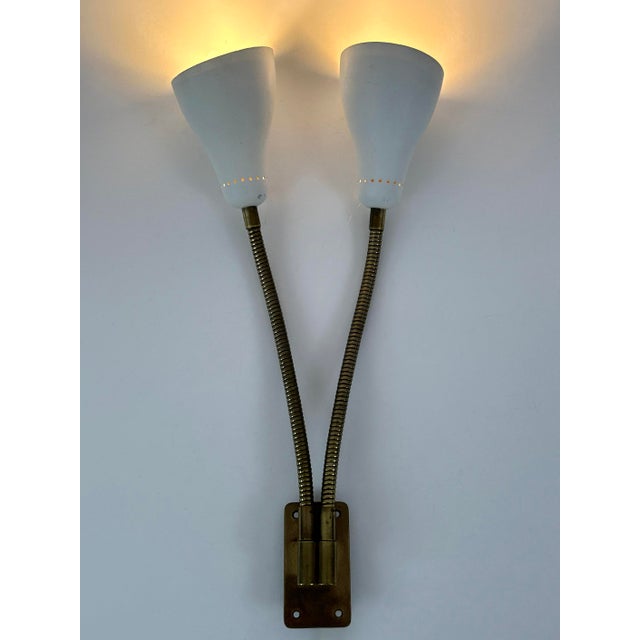 Metal Mid-Century Modern Gooseneck Wall Lamp, Italy, 1950s For Sale - Image 7 of 18