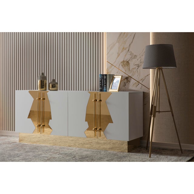 Callista Sideboard, White & Gold For Sale In Los Angeles - Image 6 of 9