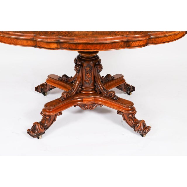 Antique Oval Tilt Top Loo Dining Table in Burr Walnut, 1800s For Sale - Image 13 of 18