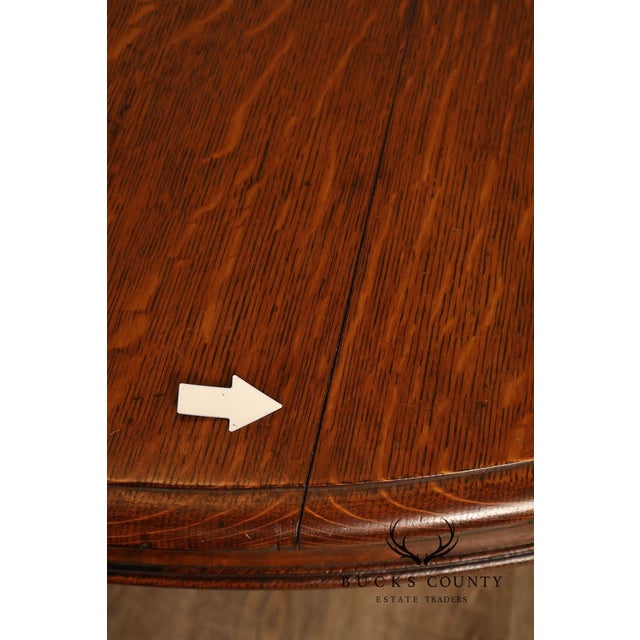 Antique 57" Round Oak Pedestal Dining Table With Carved Claw Feet For Sale - Image 11 of 18