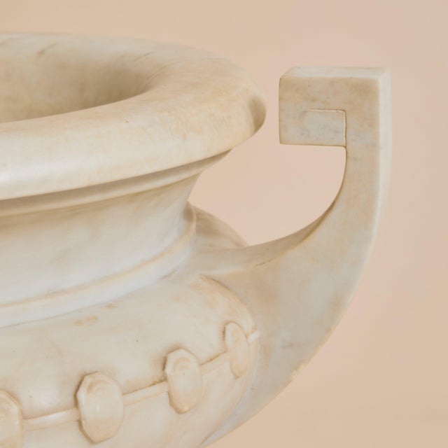 19th Century Italian Neoclassical Carrara Marble Urn For Sale - Image 9 of 10