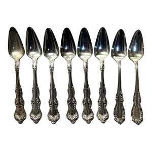 Victorian Engraved Holmes & Edward XIV Silver Plate Fruit Spoons - Set of 8