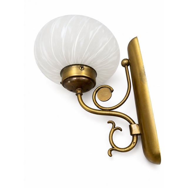 Metal Mid-Century Italian Brass and Murano Swirl Glass Sconce by Vetreria Lag, 1970s For Sale - Image 7 of 15