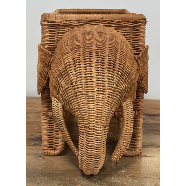 Vintage Large Woven Wicker Elephant Planter Basket For Sale - Image 4 of 9