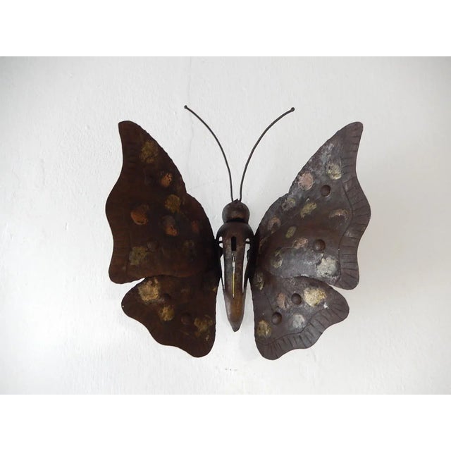 Midcentury Italian Brutalist Wrought Iron Butterfly Sconce For Sale - Image 9 of 12