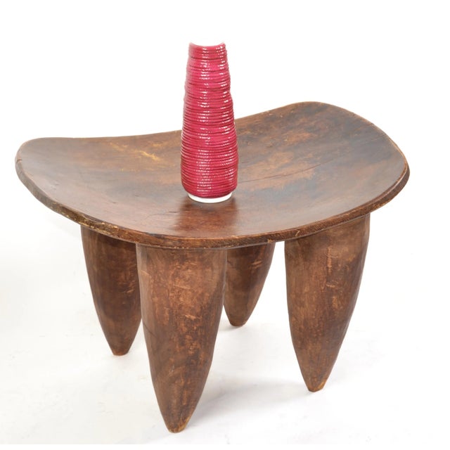 Wood Organic Handmade African Tribal Art Folk Art Hand Carved Wood Stool For Sale - Image 7 of 12