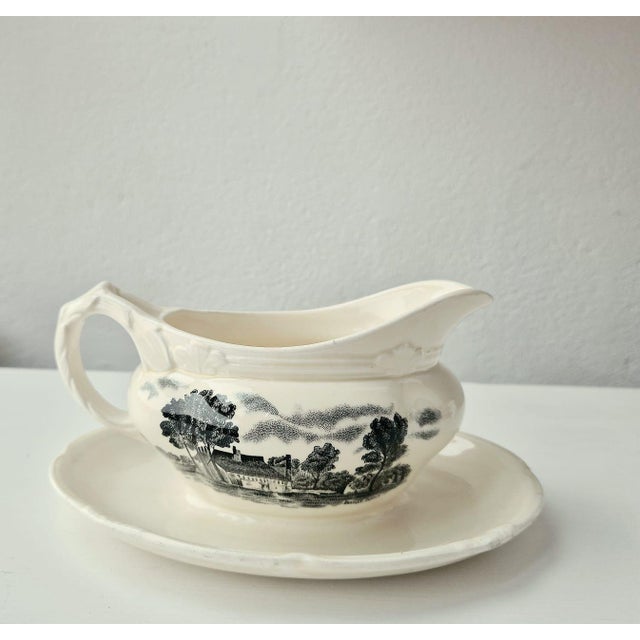 Ceramic Vintage English Transferware Gravy Boat by Grindley, 1940s For Sale - Image 7 of 9