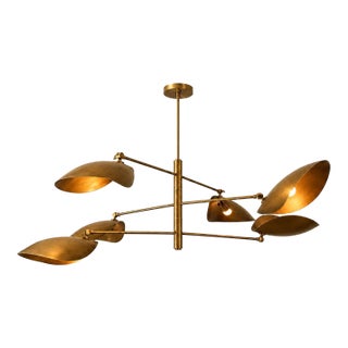 Handcrafted Solid Brass Mobile Chandelier With Adjustable Shades For Sale