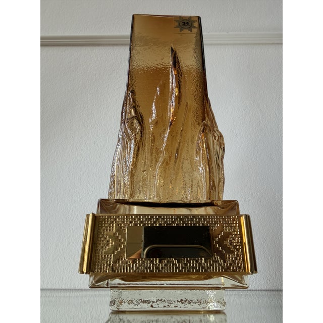 Amber Liekki Glass Vase with 24-Carat Gilded Collar by Eino Wänni for Kumela, Finland, 1970s For Sale - Image 11 of 16
