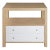 Matthew Izzo Home - Hattie Natural Oak Two Drawer Side Table With White Linen Drawers and Brass Hardware For Sale