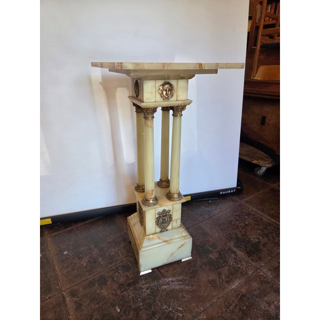 Antique French Empire Onyx and Gilt Mounted Pedestal Large Neo-Classical Columns For Sale - Image 4 of 17