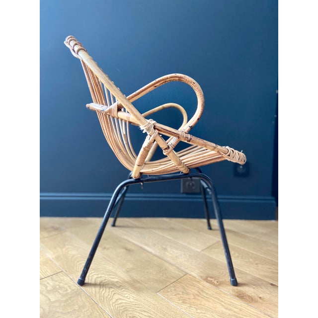 Set of Rattan Basket Armchairs, 1960 For Sale - Image 8 of 9