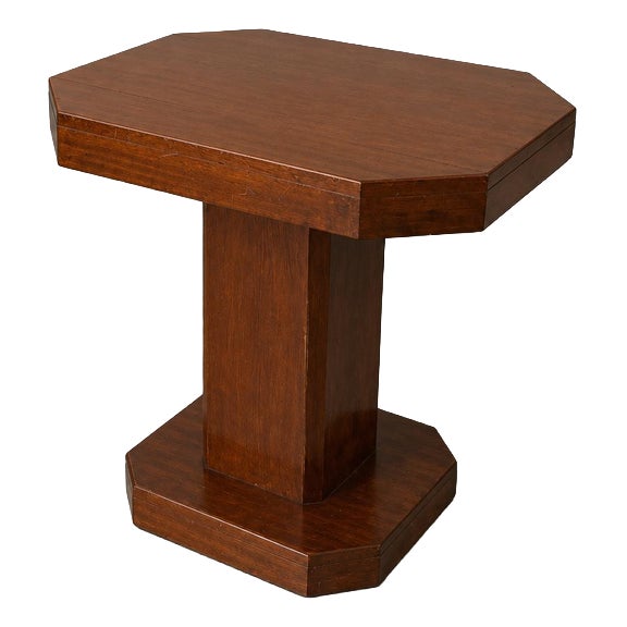 Art Deco Walnut Pedestal Side Table, 1930s For Sale