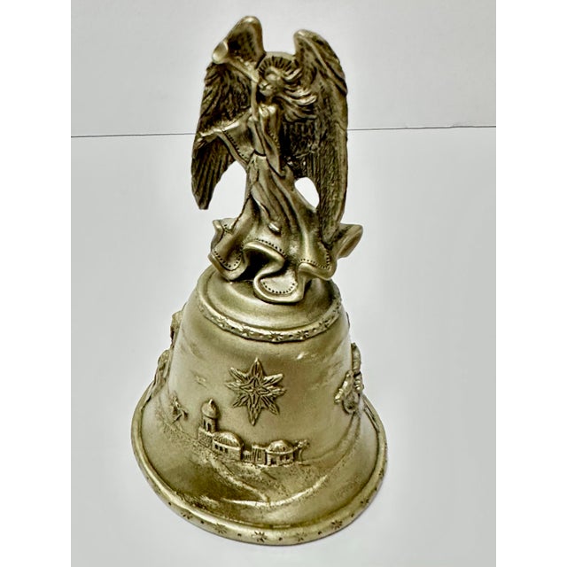 Figurative Vintage Late 20th Century Angel/Nativity Scenery Pewter Bell For Sale - Image 3 of 12