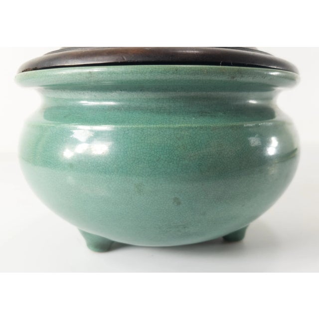 19th C. Chinese Turquoise Green Robin's Egg Blue Crackle Glazed Censer For Sale In New York - Image 6 of 13