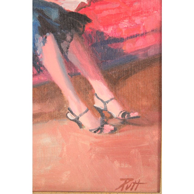 Red Interior Painting of a Blonde Girl on a Red Sofa by Donald Putt Putman (1926-2007) For Sale - Image 8 of 11