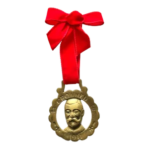 Vintage Equestrian English Horse Brass Holiday Christmas Ornament King George Coronation