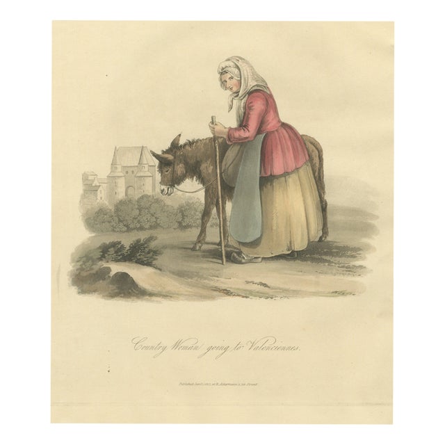 Miss Semple, Country Woman and Donkey Going to Valenciennes, 1817, Engraving For Sale