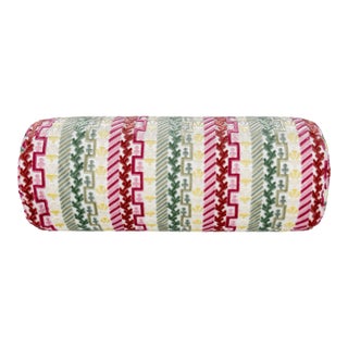 Scalamandre 21" x 7" Villelaure Bolster Pillow in Petal Leaf For Sale