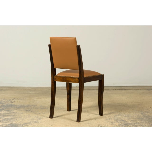 Set of 6 1930s French Art Deco Maple Dining Chairs in Tan Leather For Sale - Image 12 of 18