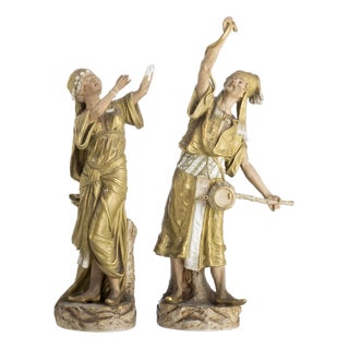 Art Deco Porcelain Musician and Dancer from Royal Dux, Set of 2 For Sale