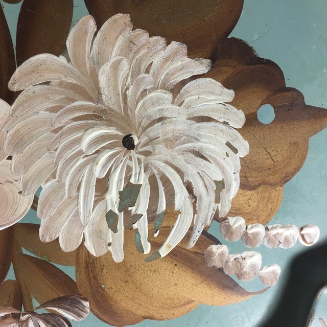 Vintage Tole Ware Blue Hand Painted Flowers Mini Tray For Sale - Image 11 of 11