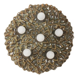 Vintage Ceramic Wall Lamp with Floral Ornamentation, 1970s For Sale