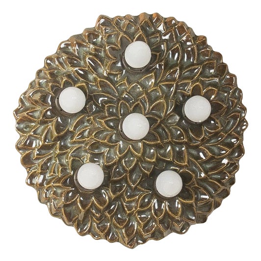 Vintage Ceramic Wall Lamp with Floral Ornamentation, 1970s For Sale