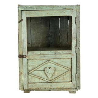 Wood Display Case with Green Patina For Sale
