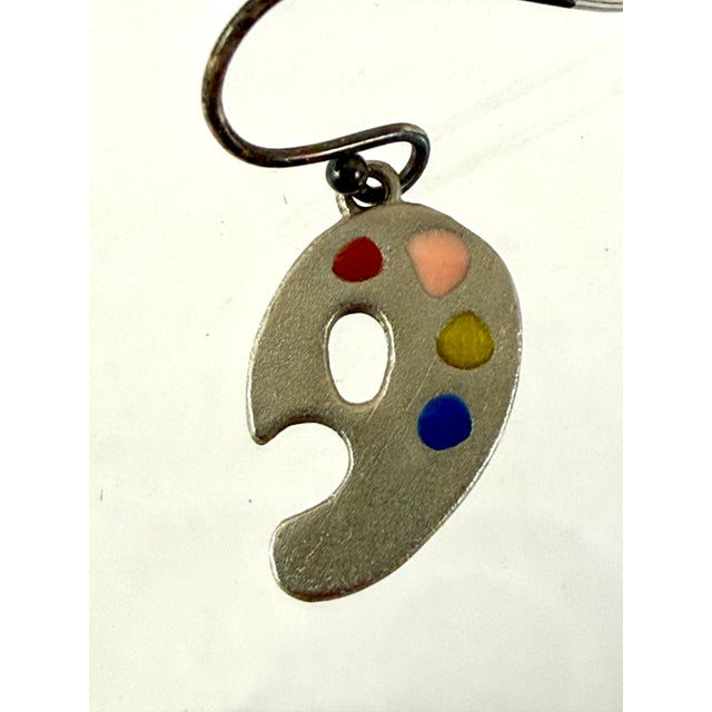 Contemporary The Met Paintbrush & Palette Drop Earrings Sterling Silver Posts Mma Artist New For Sale - Image 3 of 7