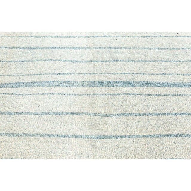 Doris Leslie Blau Vintage Indian Dhurrie Striped Blue Rug For Sale - Image 9 of 10