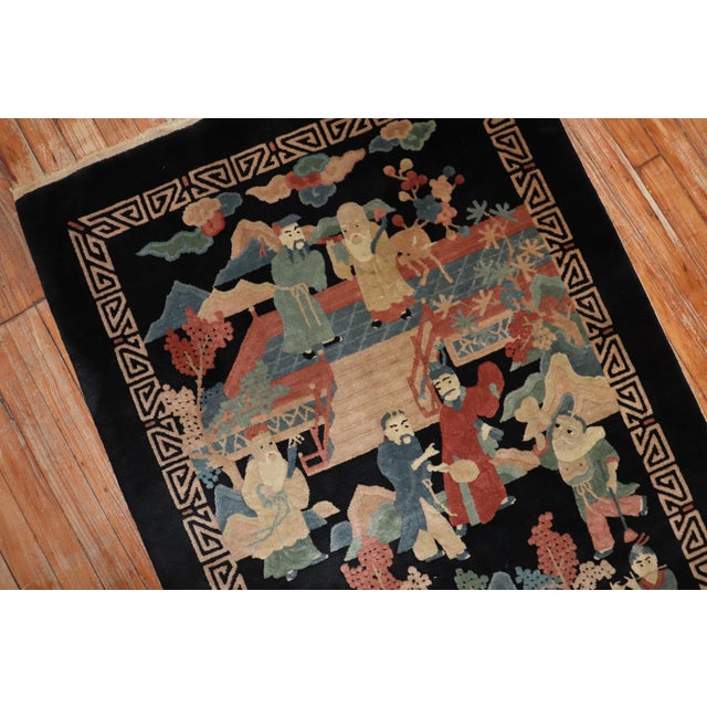 A third quarter of the 20th century Chinese Emperor Empress Chinese pictorial conversation rug. Measures: 3' x 5'.