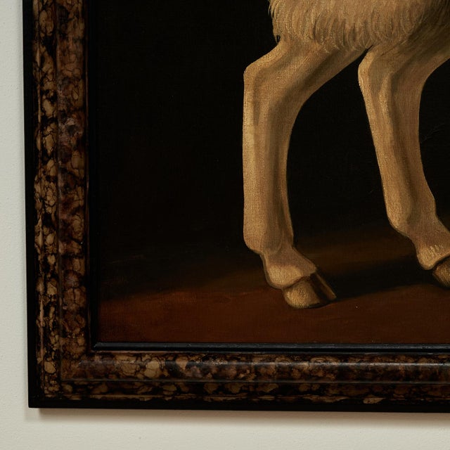 Off-white Pair of Large Vintage Paintings of a Ram by Skilling For Sale - Image 8 of 14