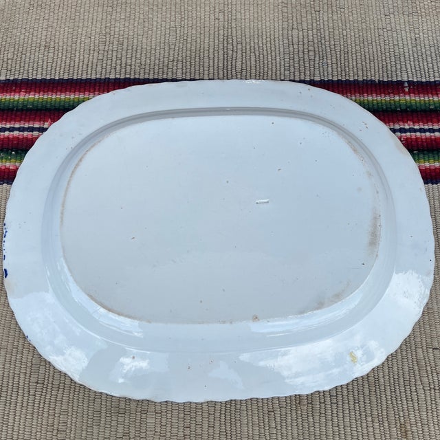 Ceramic Antique Pearlware Blue Feather Edge Platter, Circa 1820’s For Sale - Image 7 of 12