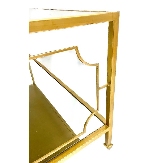 Vintage Jansen Style Brass & Mirror Coffee Table For Sale - Image 4 of 5