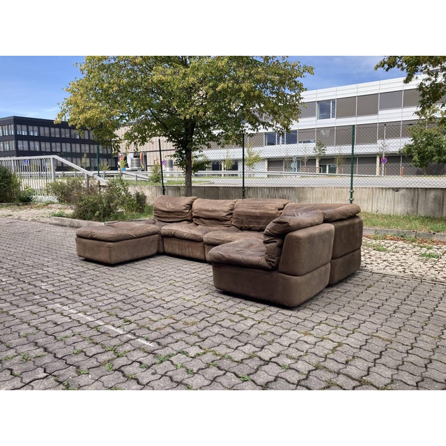 Vintage Brown Leather Sofa from Rolf Benz, 1970s, Set of 6 For Sale - Image 4 of 18