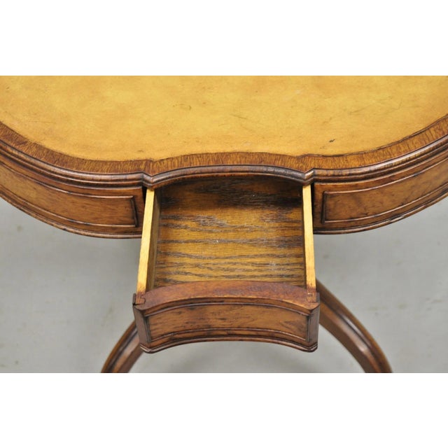 Vintage English Regency Leather Top Mahogany Drum End Table W/ 4 Drawers - Pair For Sale - Image 18 of 18