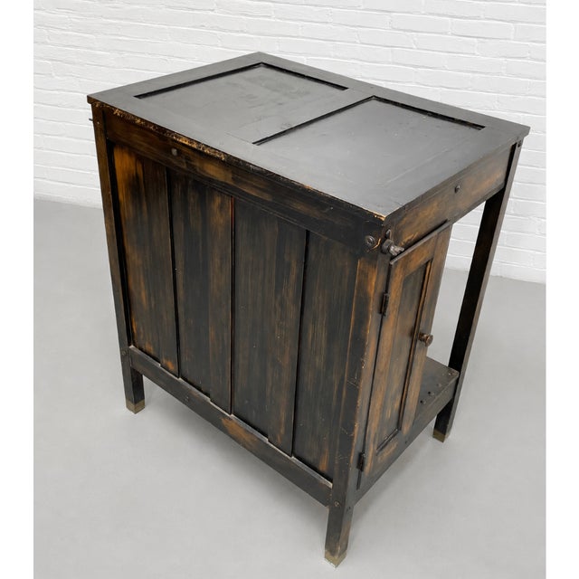 1920s Antique Industrial Wooden Workbench Cabinet, C. 1920’s For Sale - Image 5 of 15