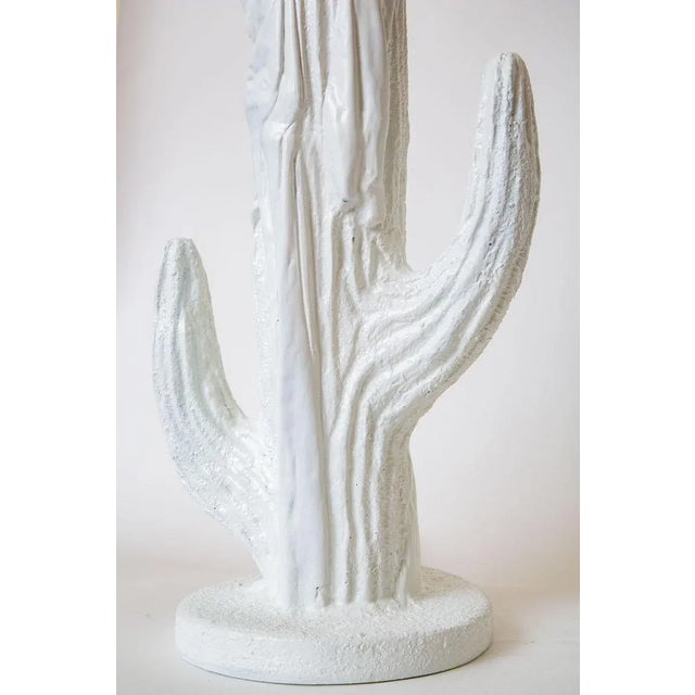 Vintage Plaster of Paris White Cactus Table Lamps Pair of Coastal For Sale - Image 4 of 10