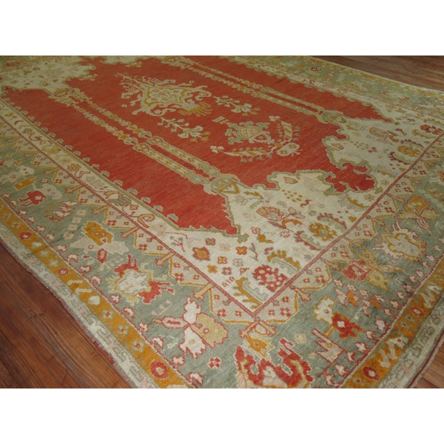 Zabihi Collection Turkish Antique Oushak Carpet - 12'10" x 17'1" For Sale - Image 12 of 12