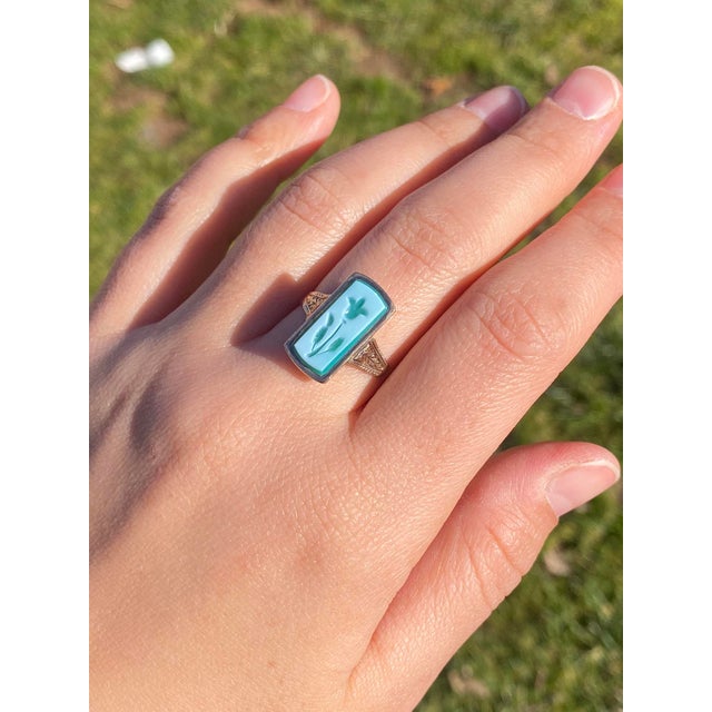 The Lynnfield: Antique Floral Carved Cameo Ring in Yellow Gold For Sale - Image 11 of 11