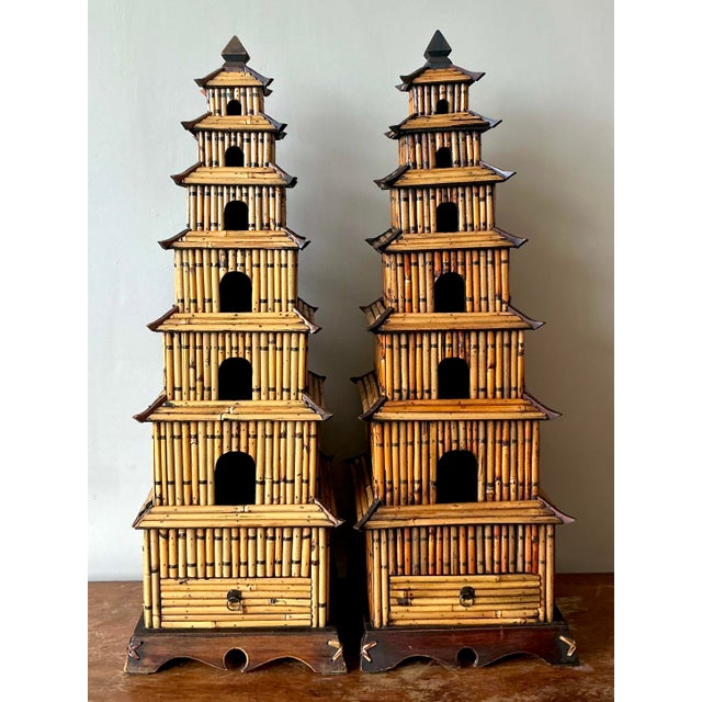 Vintage Asian Rattan Pagodas - A Pair For Sale - Image 4 of 11