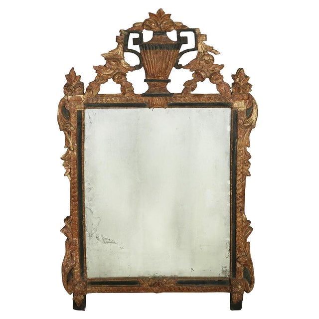 Antique Mirror With Gilt Carved Urn Crest and Garland Detail For Sale - Image 4 of 5
