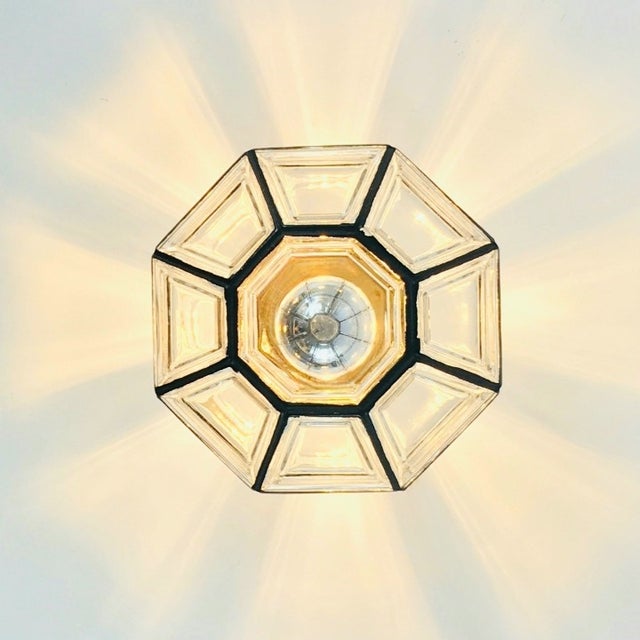 Mid-Century Modern Glass Flush Mount/Ceiling Light From Limburg, Germany, 1960s/1970s For Sale - Image 6 of 9