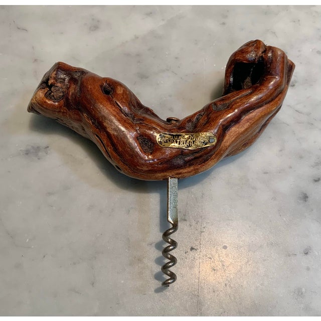 Wood Rare Vintage French Grapevine Wood Corkscrew — Marked “Bourgognes Patriarche” Historic Burgundy House Founded in 1780 — Siret of France - See Pics! For Sale - Image 7 of 8