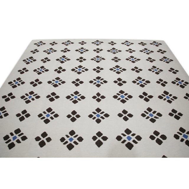 Beige and Brown Geometric Design Handmade Modern Kilim Rug 8' X 10' For Sale - Image 4 of 8